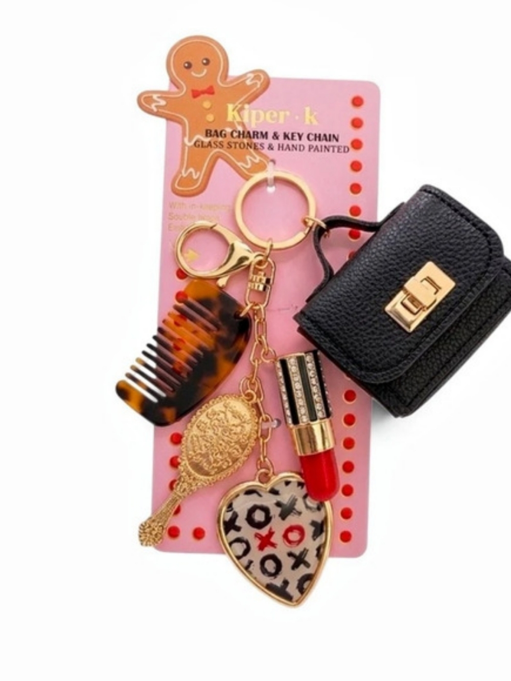 Piper K Keychain Set in Black & Gold NWT